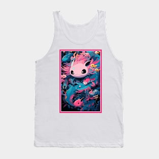 Cute Axolotl Anime Art Design | Cute Animals | Axolotl Hentaii Chibi Kawaii Design Tank Top